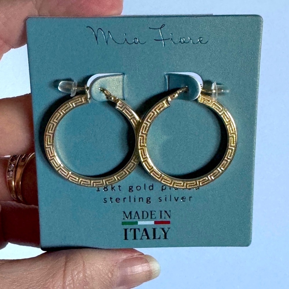 💛 Mia Fiore 18k Gold Over Sterling Silver Beautiful Hoop Earrings